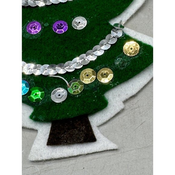 Handmade felt sequin tree ornament green white 8" READ - Picture 4 of 6